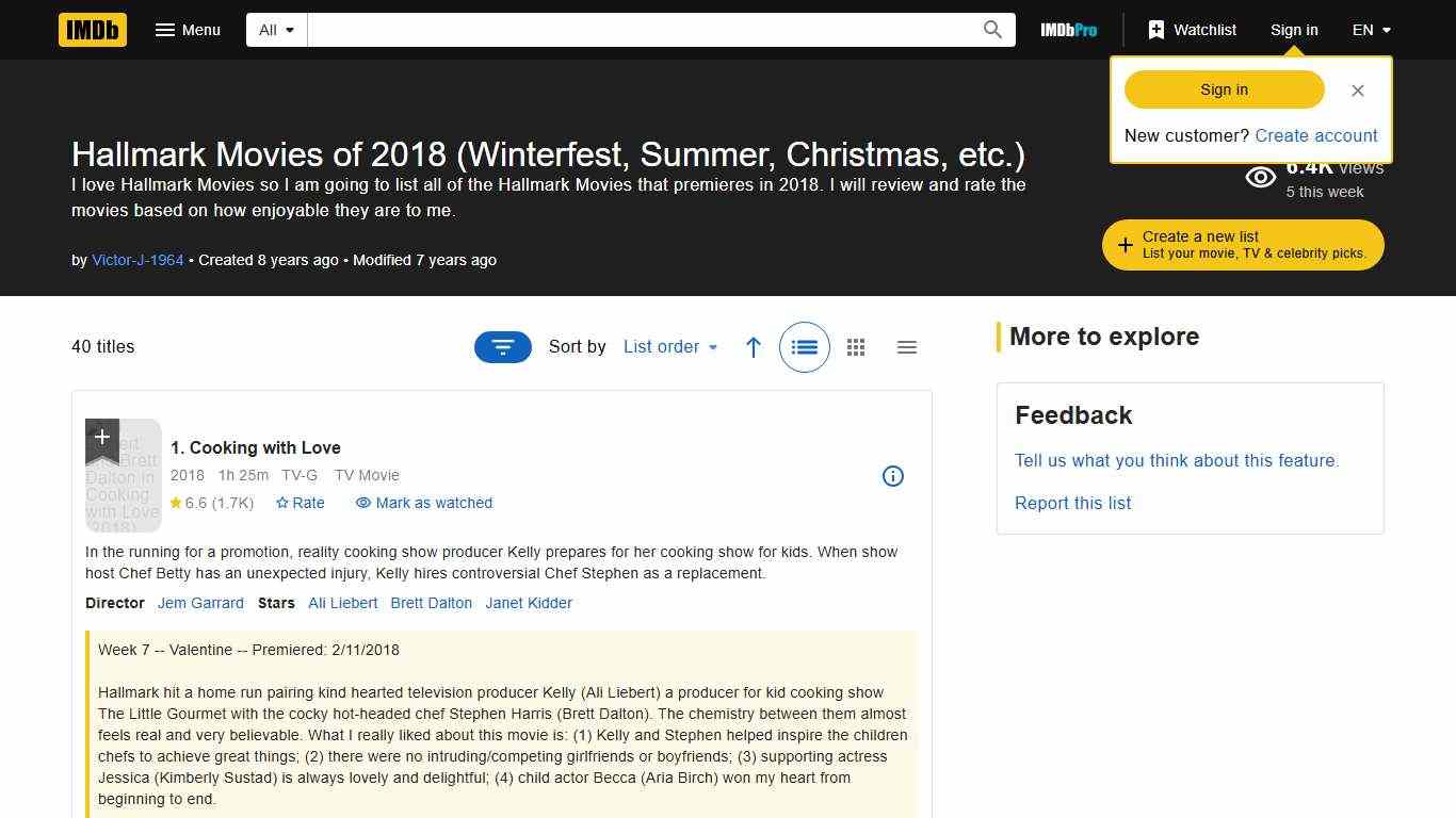 Hallmark Movies of 2018 (Winterfest, Summer, Christmas, etc.)